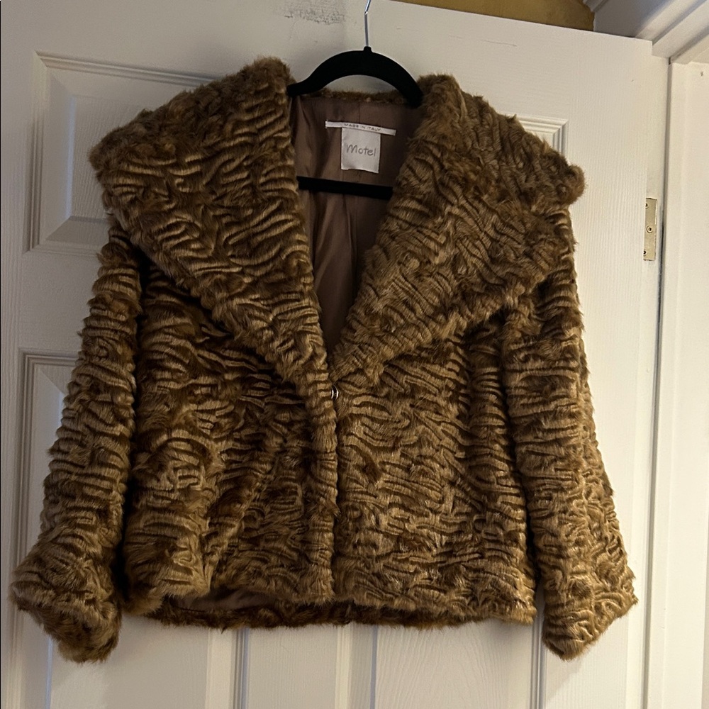 Motel Plush Brown Teddy Jacket